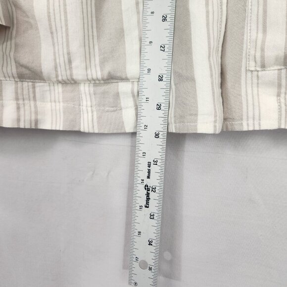 Torrid Linen Blend Two Button Long Line Blazer 1X Tan Ivory Stripe Coastal Chic - Picture 4 of 7
